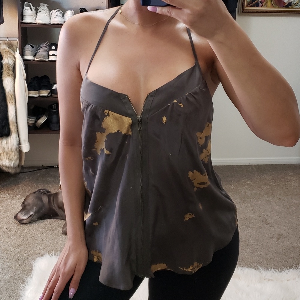 Sexy faux silk drapey cami